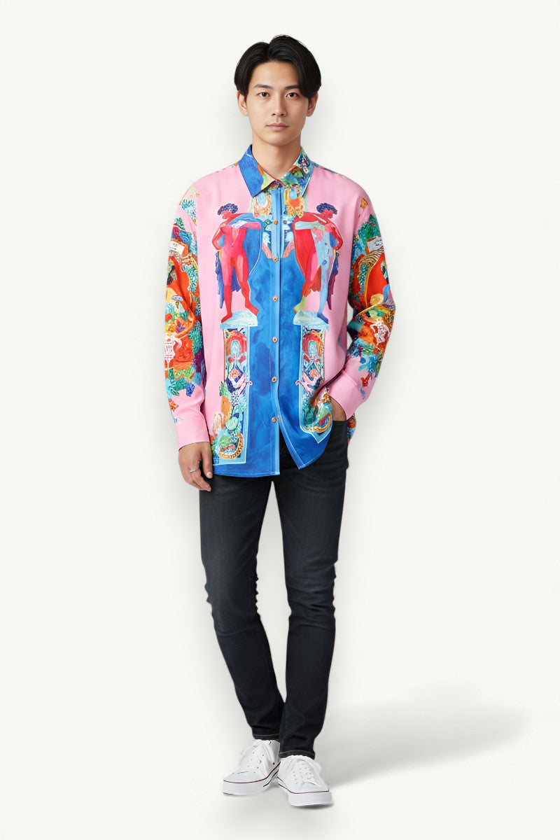 Vibrant Mythology Print Streetwear Shirt