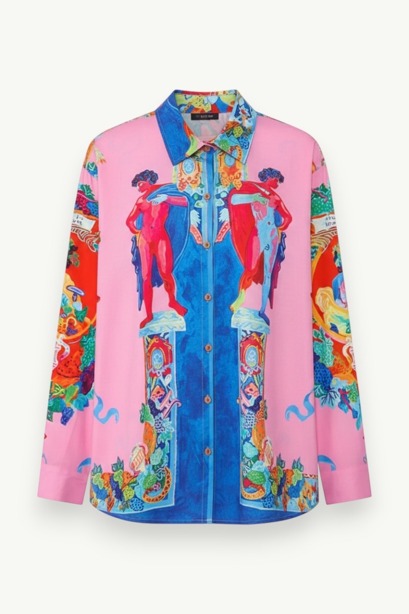 Vibrant Mythology Print Streetwear Shirt