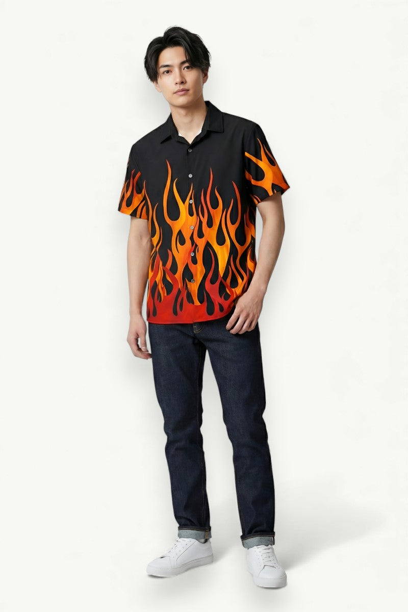 Inferno Wave Flame Print Shirt