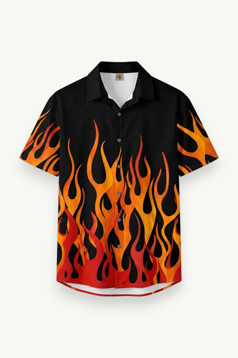 Inferno Wave Flame Print Shirt