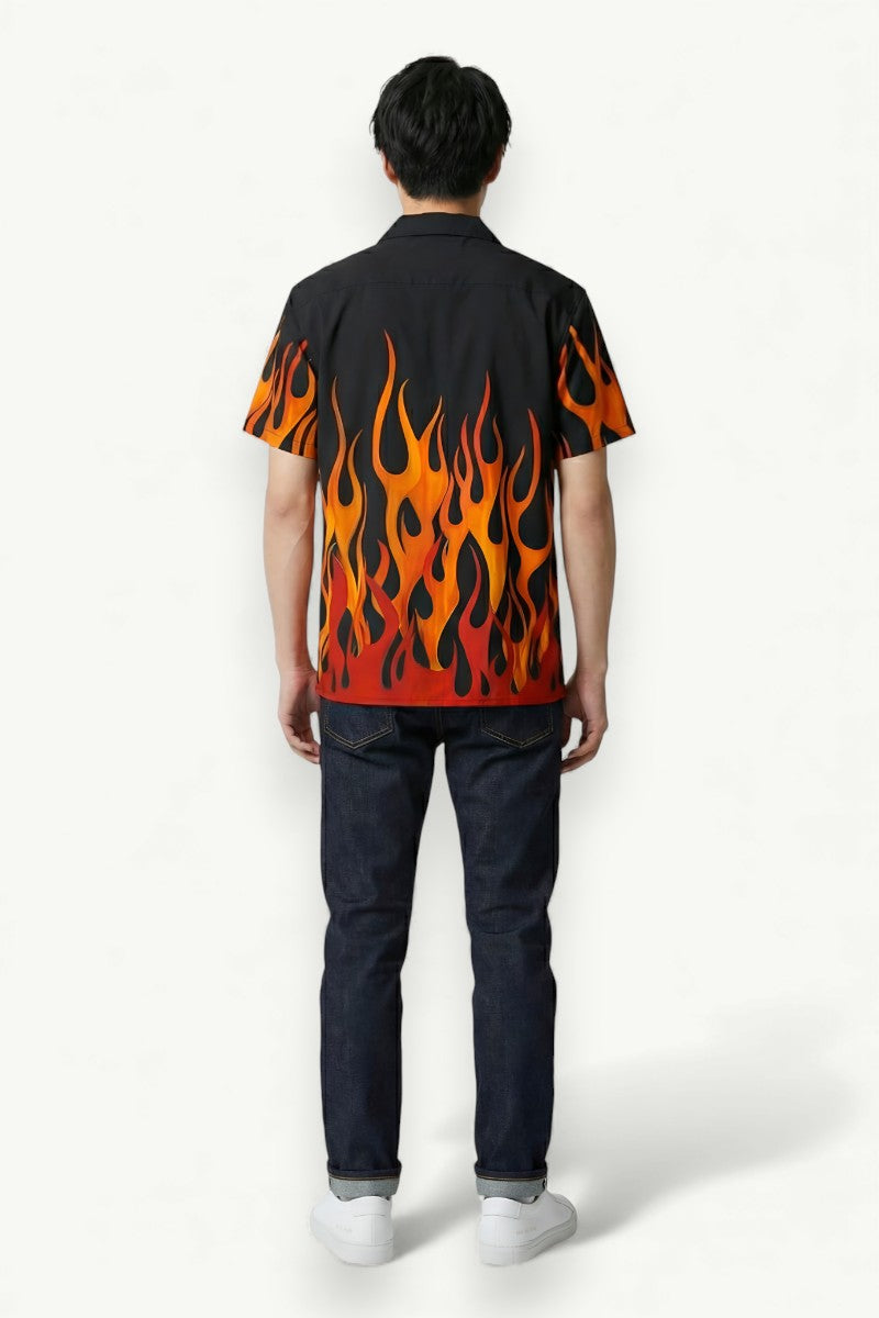 Inferno Wave Flame Print Shirt