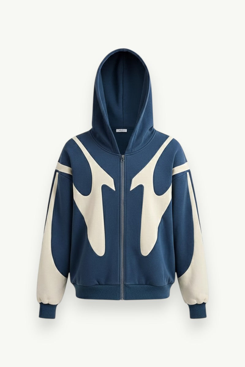 Retro Devil Zip-Up Street Hoodie