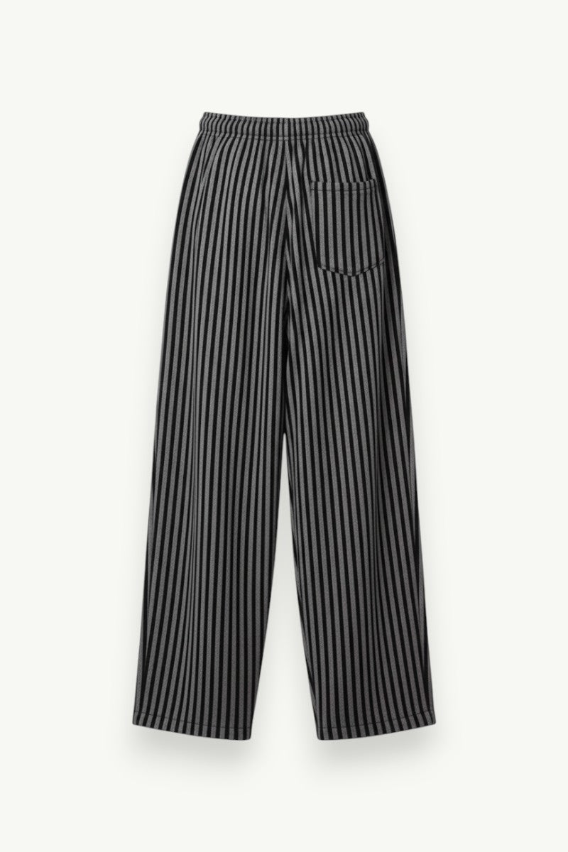 Gothic Striped Wide-Leg Drawstring Pants