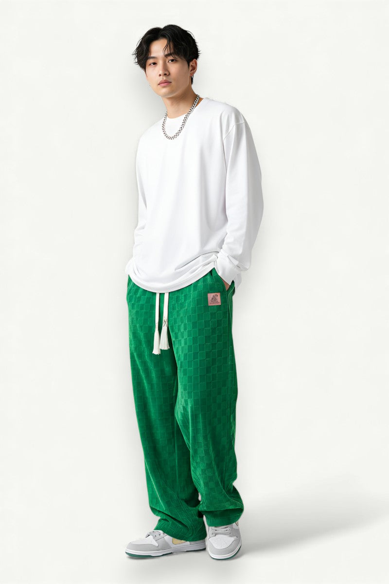 Urban Grid Relaxed-Fit Knit Pants