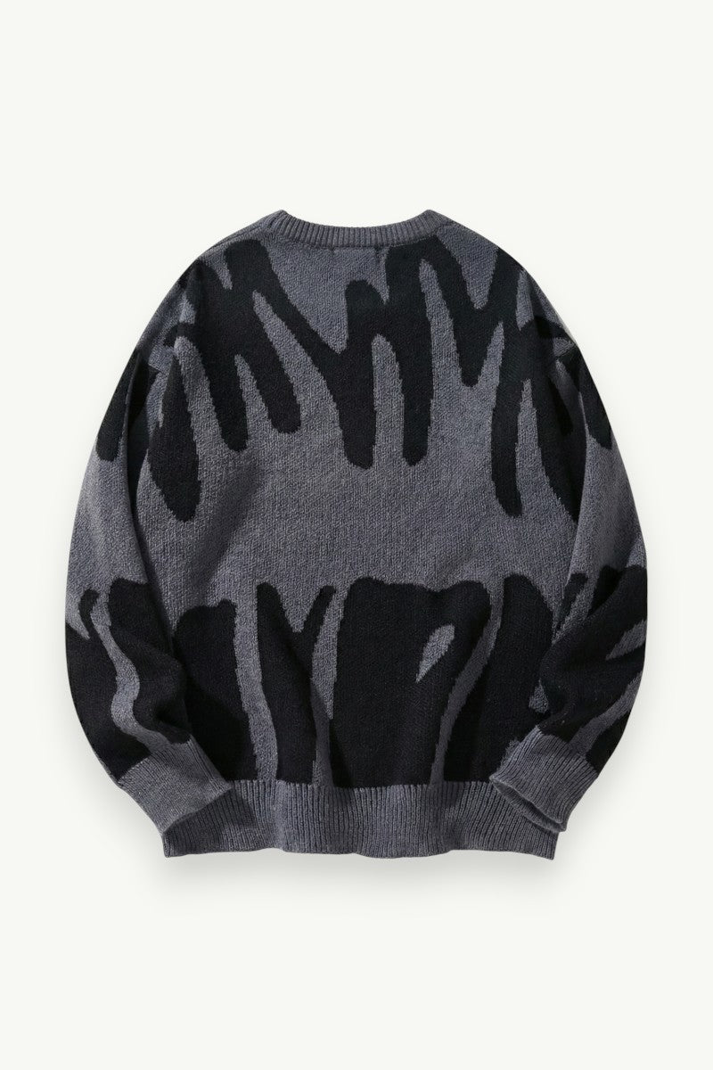 Jacquard Contrast Knit Sweater