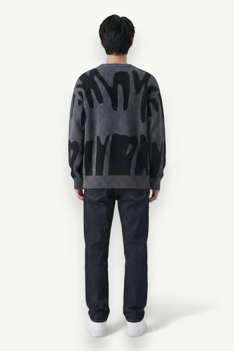 Jacquard Contrast Knit Sweater