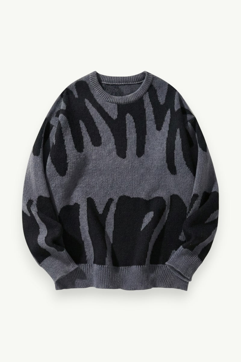 Jacquard Contrast Knit Sweater