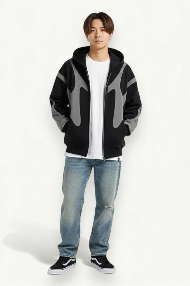 Retro Devil Zip-Up Street Hoodie