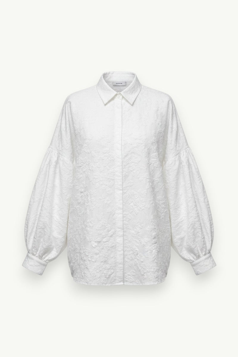 Black Jacquard Oversized Batwing Shirt