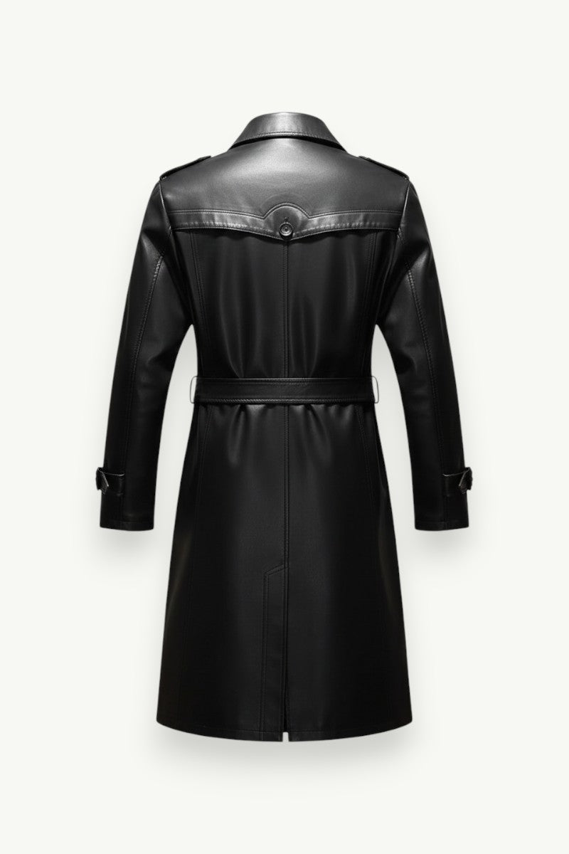 Classic Black PU Leather Blazer