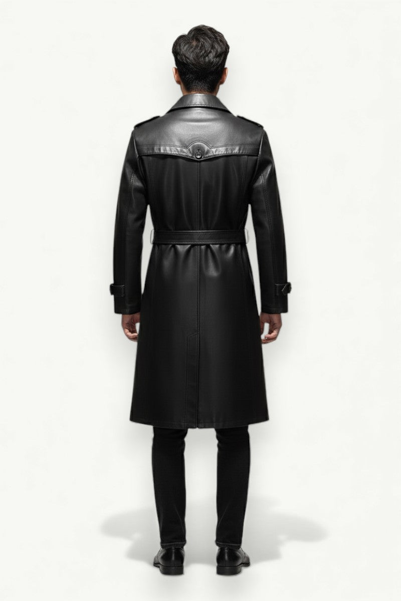 Classic Black PU Leather Blazer