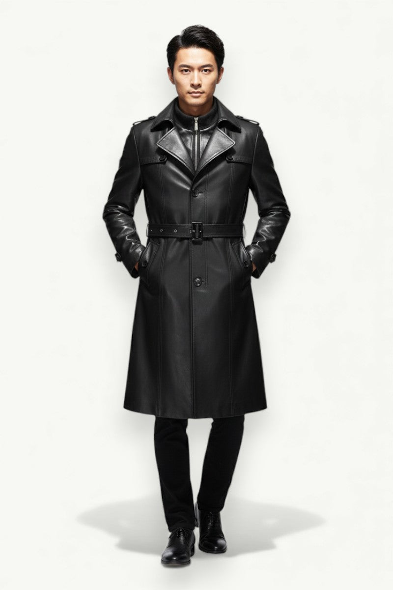 Classic Black PU Leather Blazer