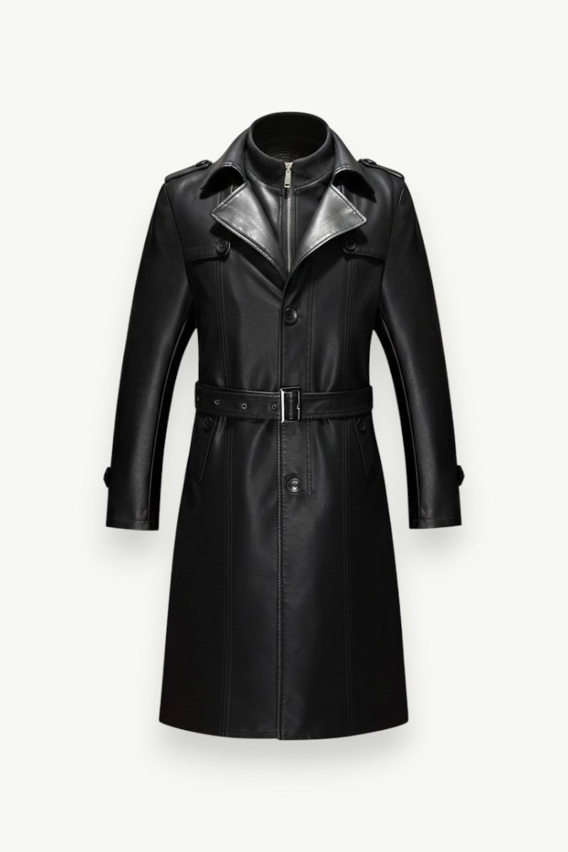 Classic Black PU Leather Blazer