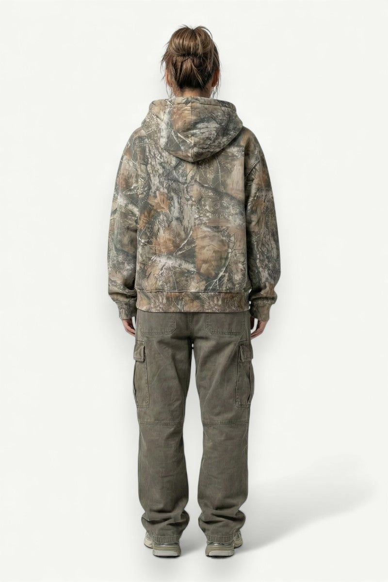 Y2K Camo Oversized Zip Hoodie