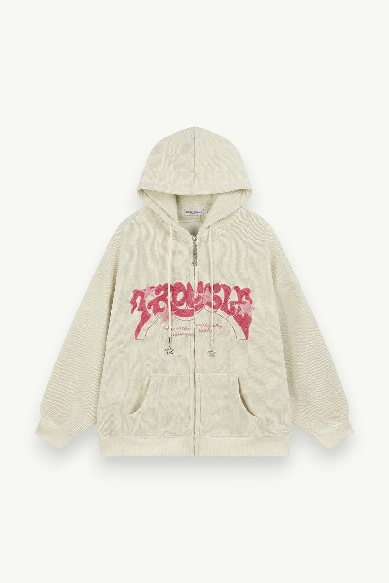 Embroidered Y2K Zip-Up Hoodie