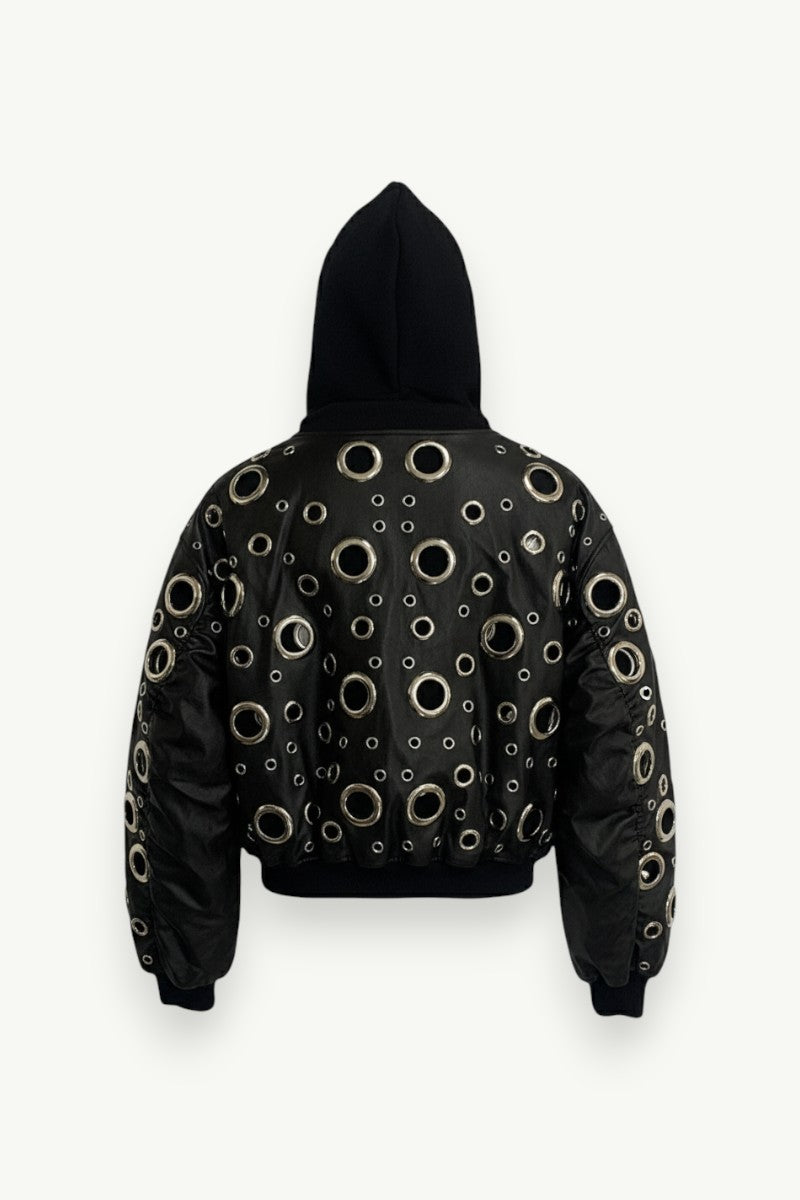 Void Halo Cut-Out Leather Jacket