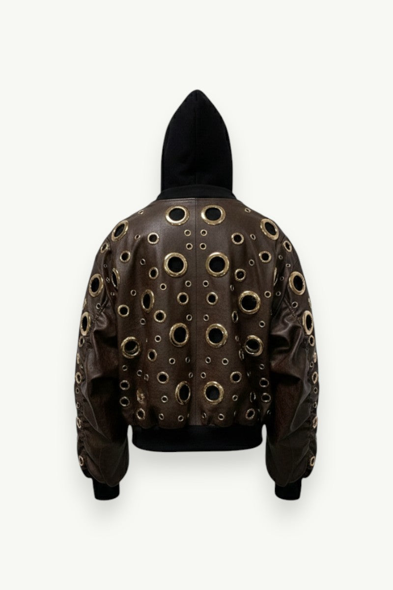 Void Halo Cut-Out Leather Jacket