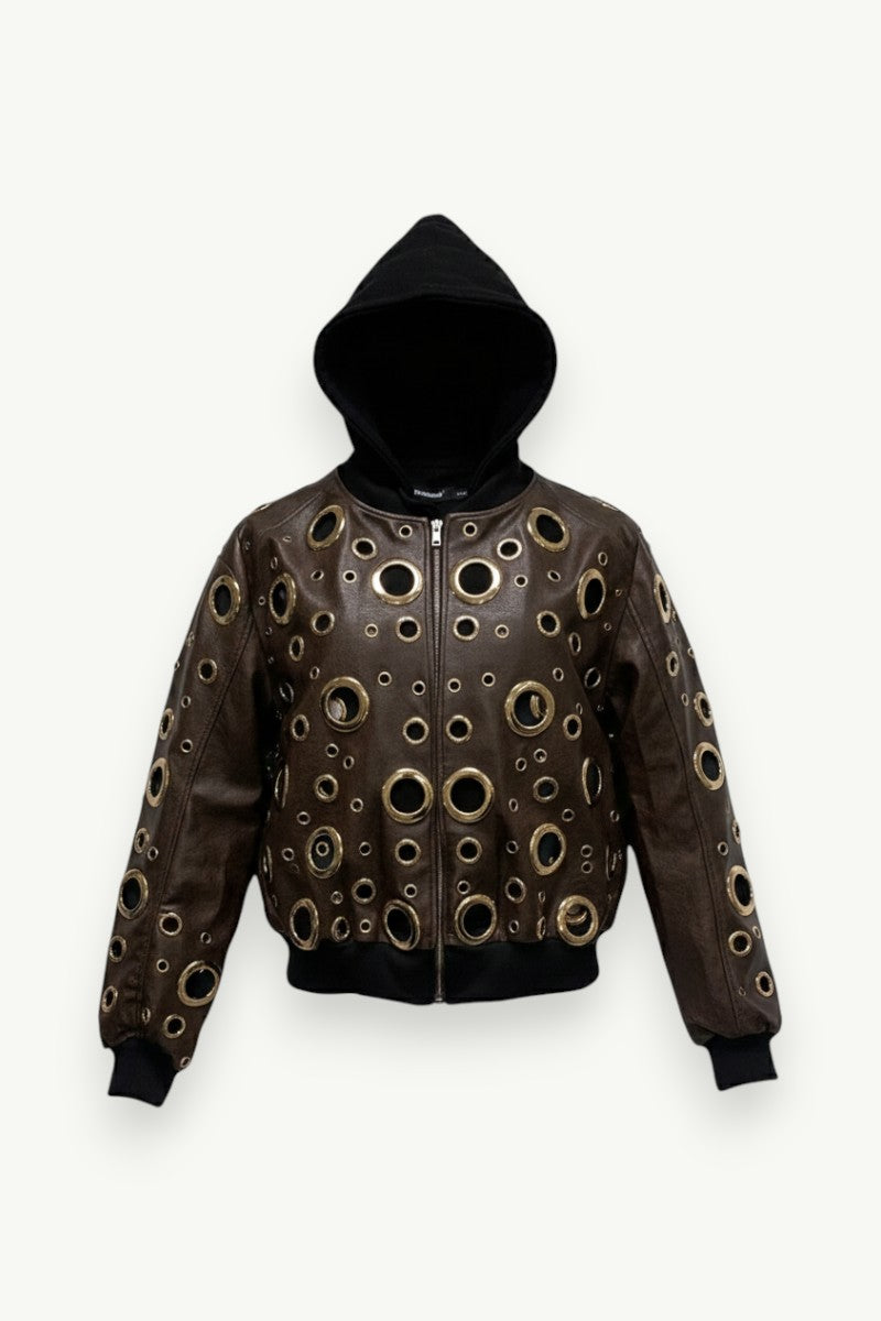 Void Halo Cut-Out Leather Jacket