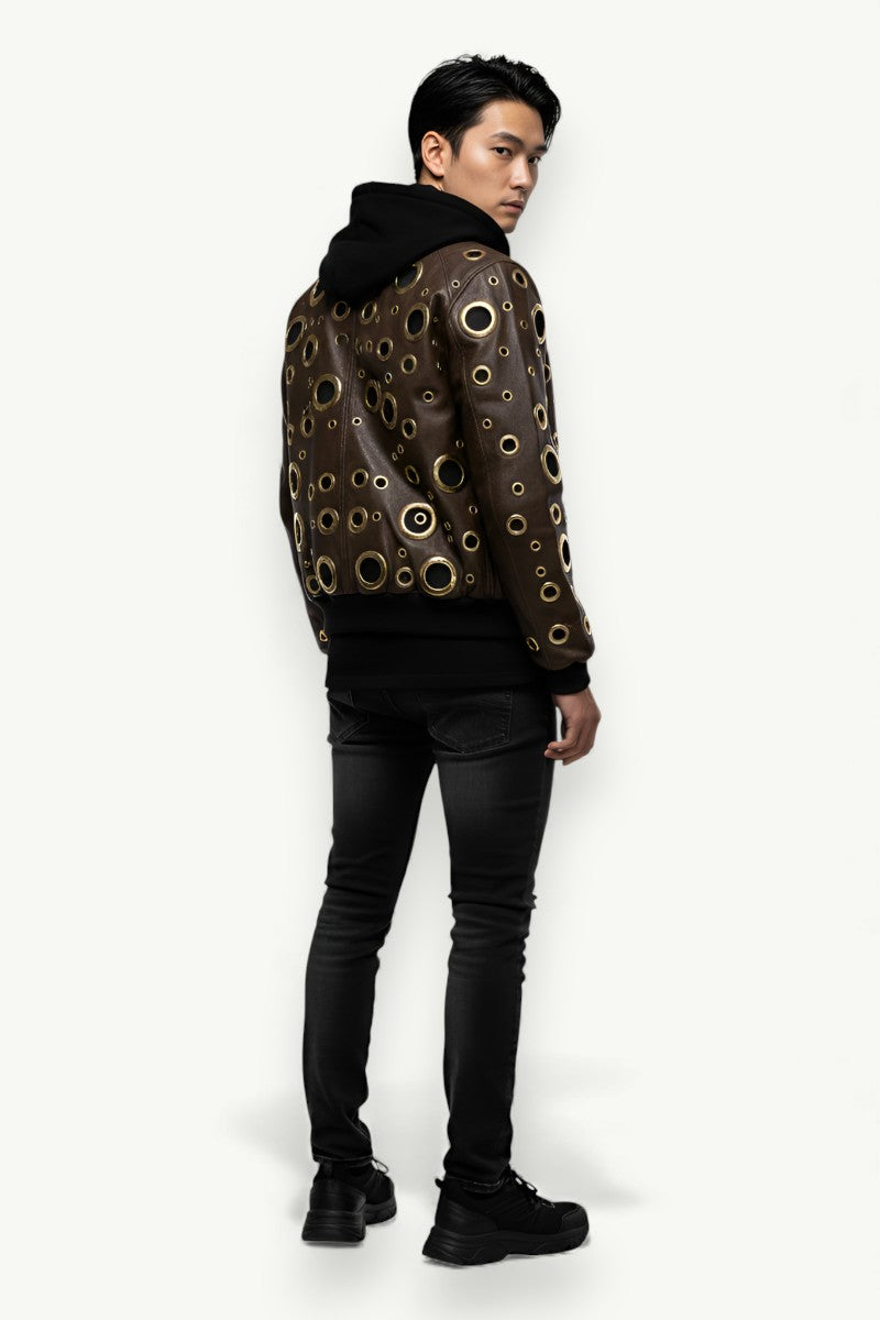 Void Halo Cut-Out Leather Jacket