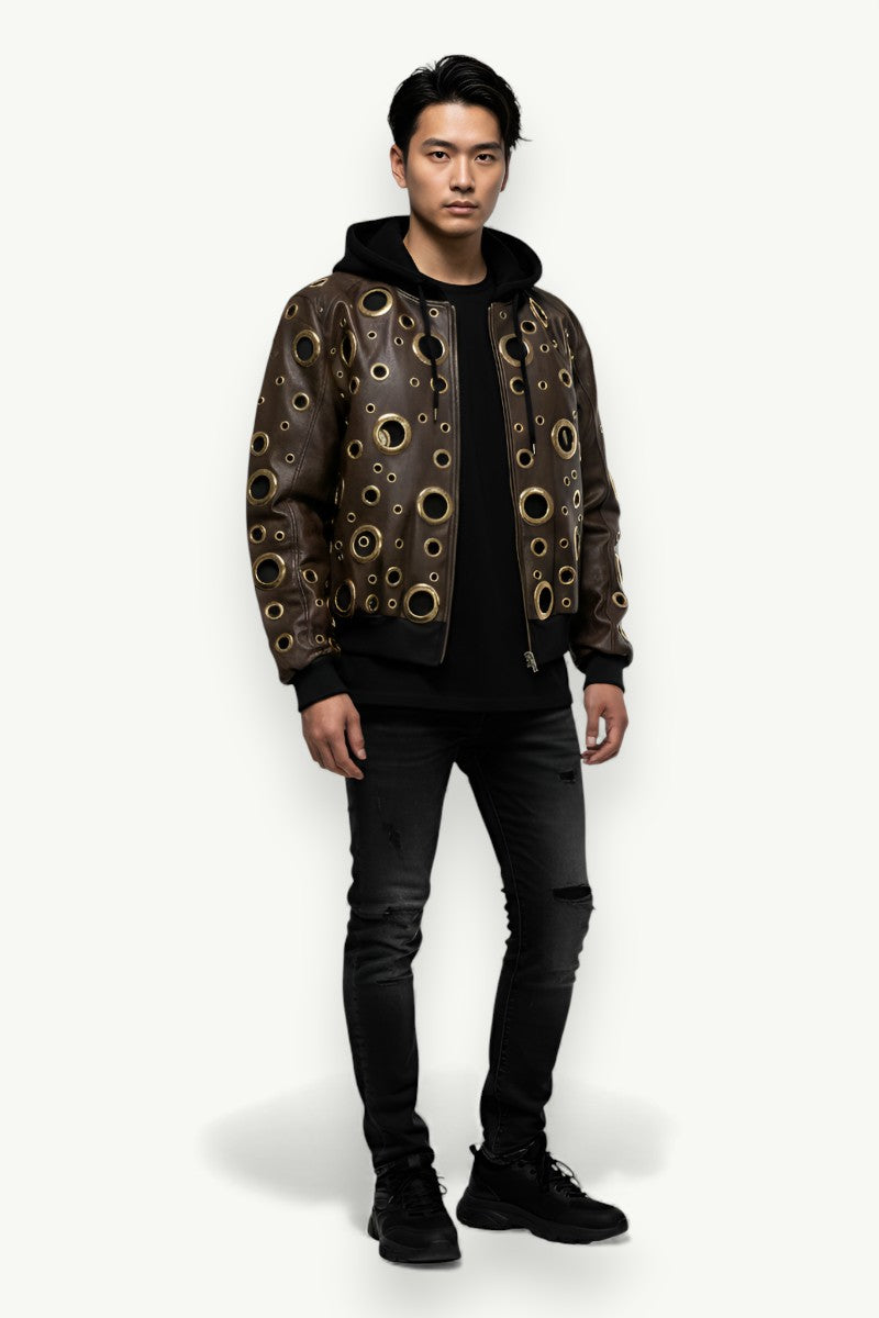 Void Halo Cut-Out Leather Jacket