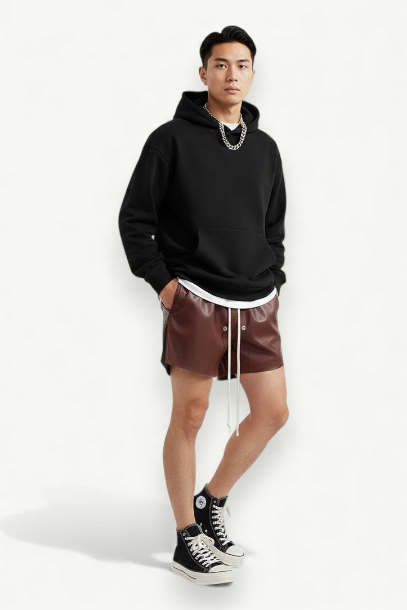 Dark High-Street Punk Zip Shorts