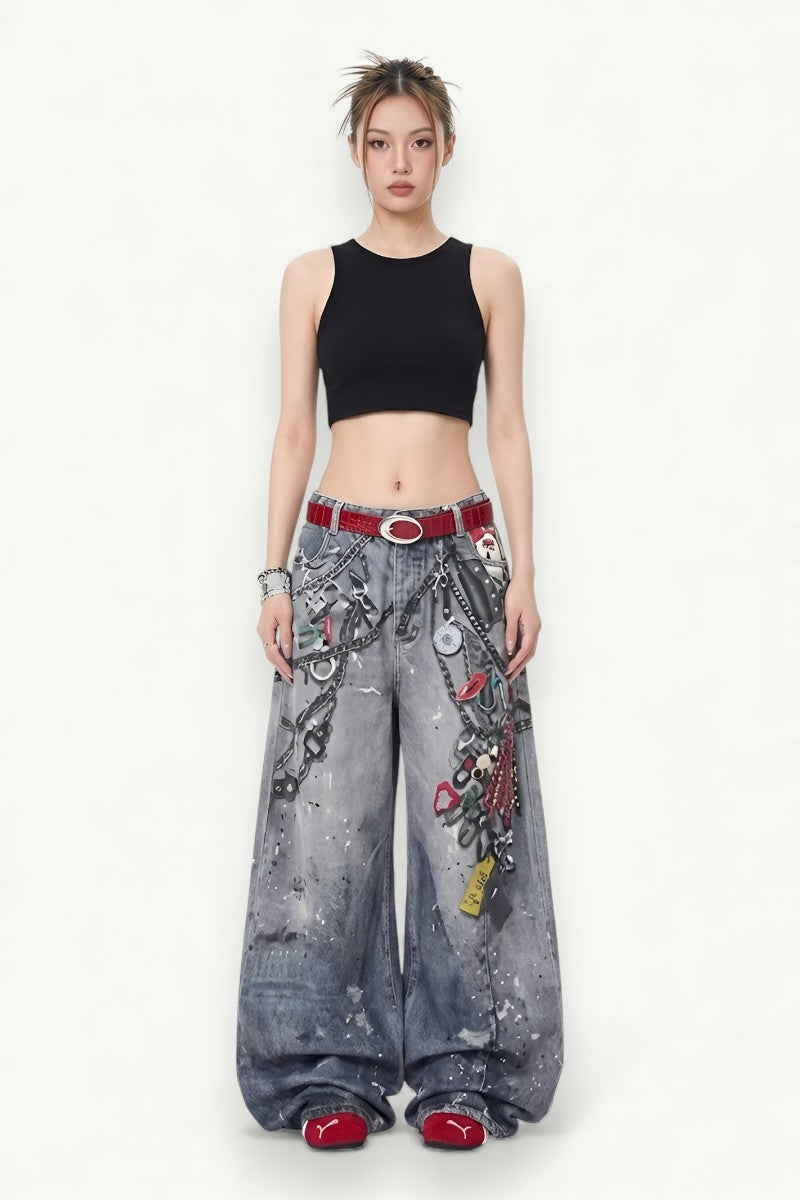 Candy-Chain 3D Print Baggy Jeans