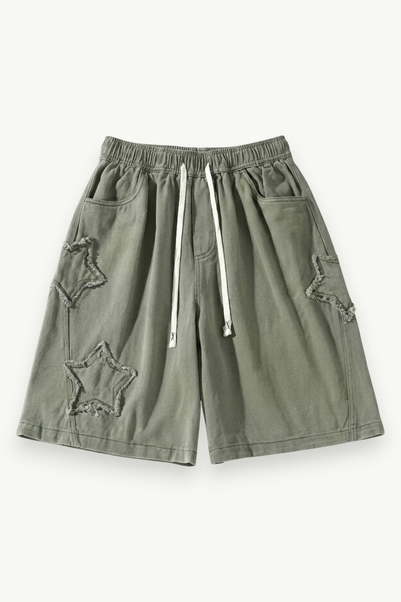 Vintage Star Patchwork Denim Shorts