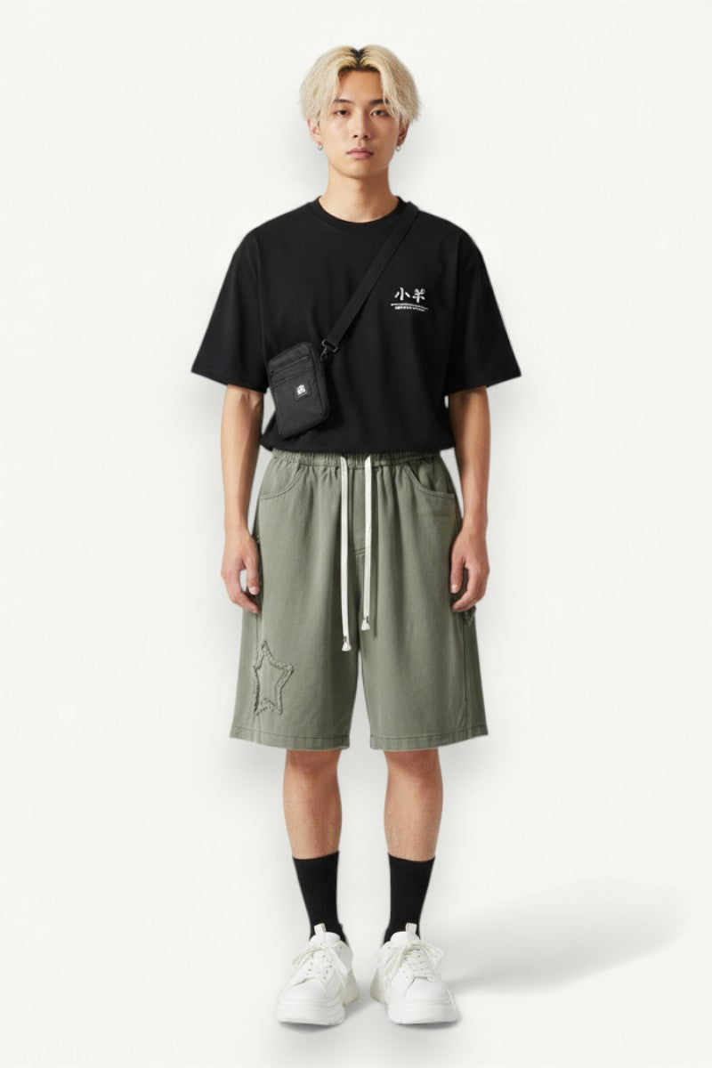 Vintage Star Patchwork Denim Shorts