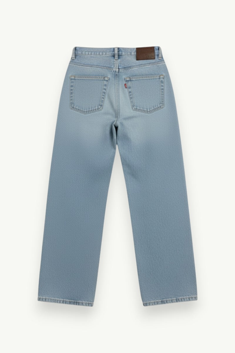 Wave-Stitch Baggy Denim Pants