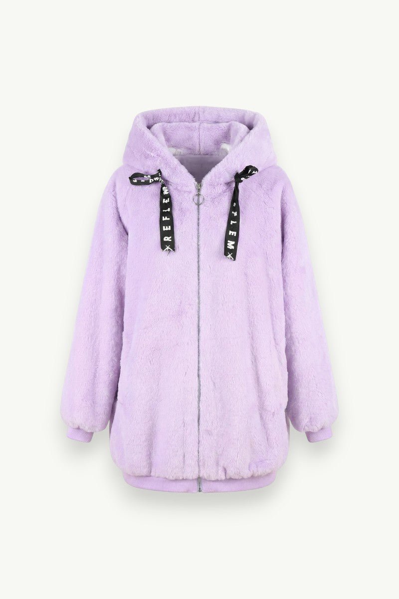 Bunny-Ear Faux Fur Hoodie Jacket