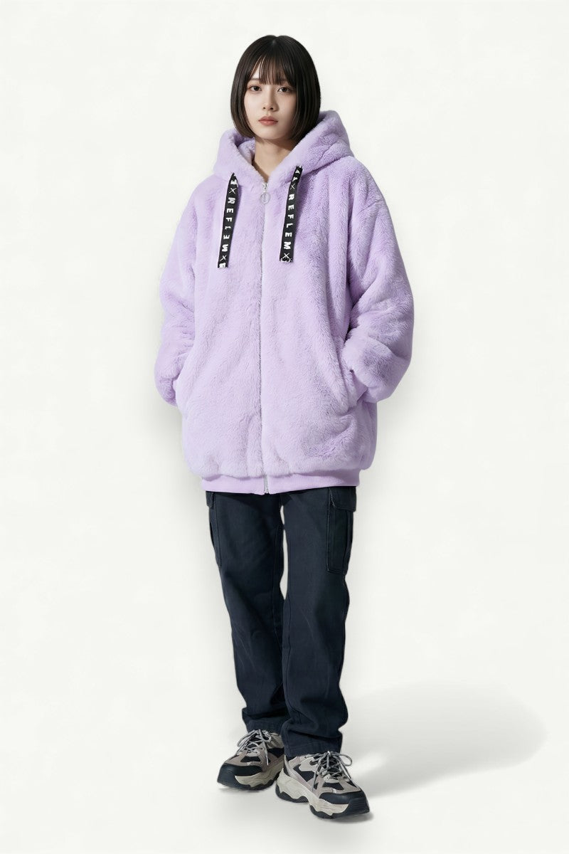 Bunny-Ear Faux Fur Hoodie Jacket