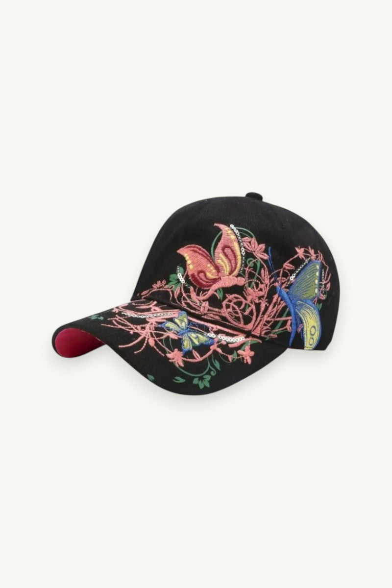 Sparkling Butterfly Embroidered Cap