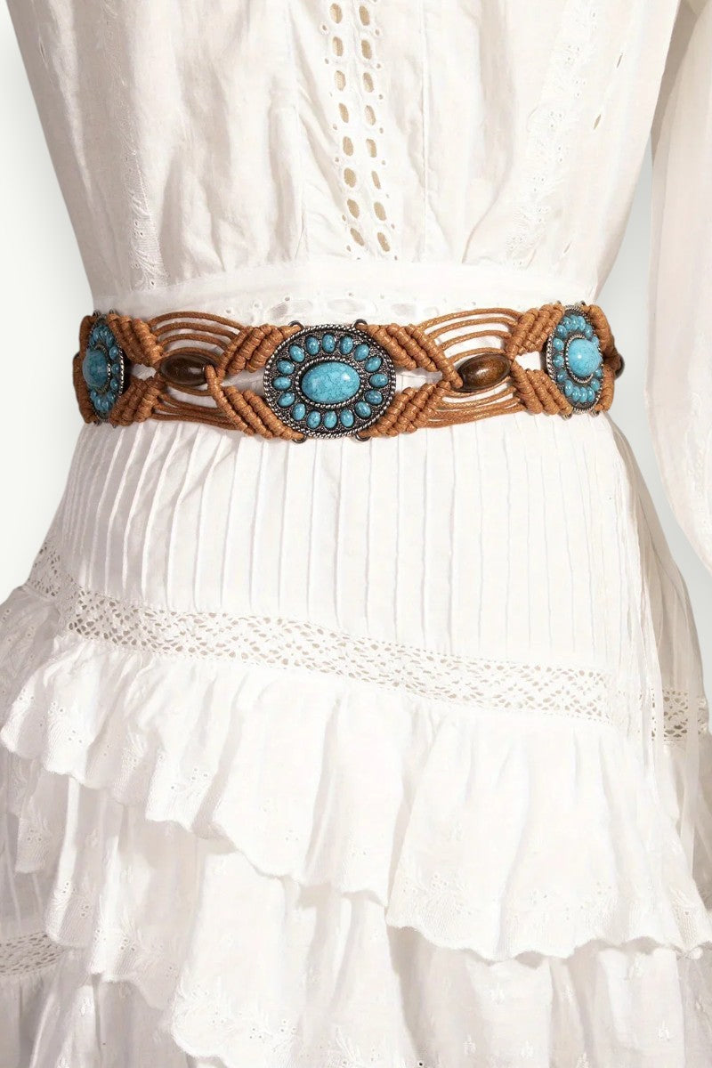 Turquoise Braided Waist Belt