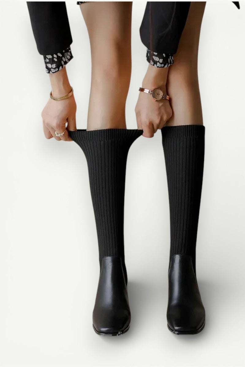 Elastic Knit Knee-High Sock Boots
