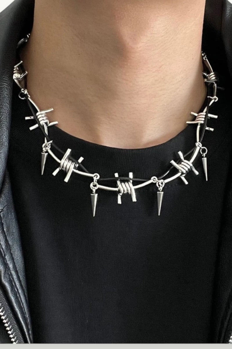 Punk Thorn Rivet Choker Necklace