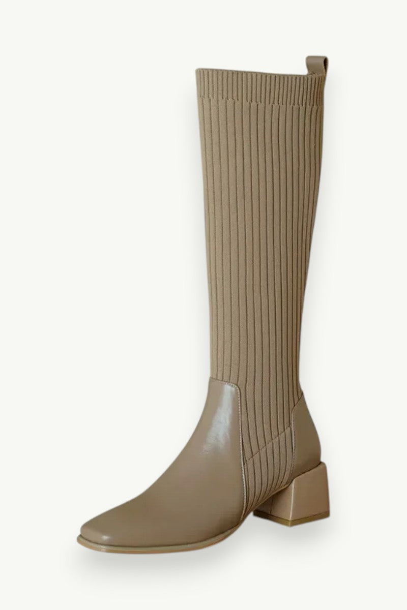 Elastic Knit Knee-High Sock Boots