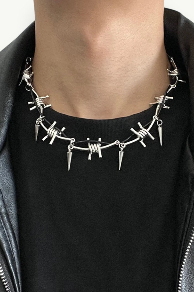 Punk Thorn Rivet Choker Necklace
