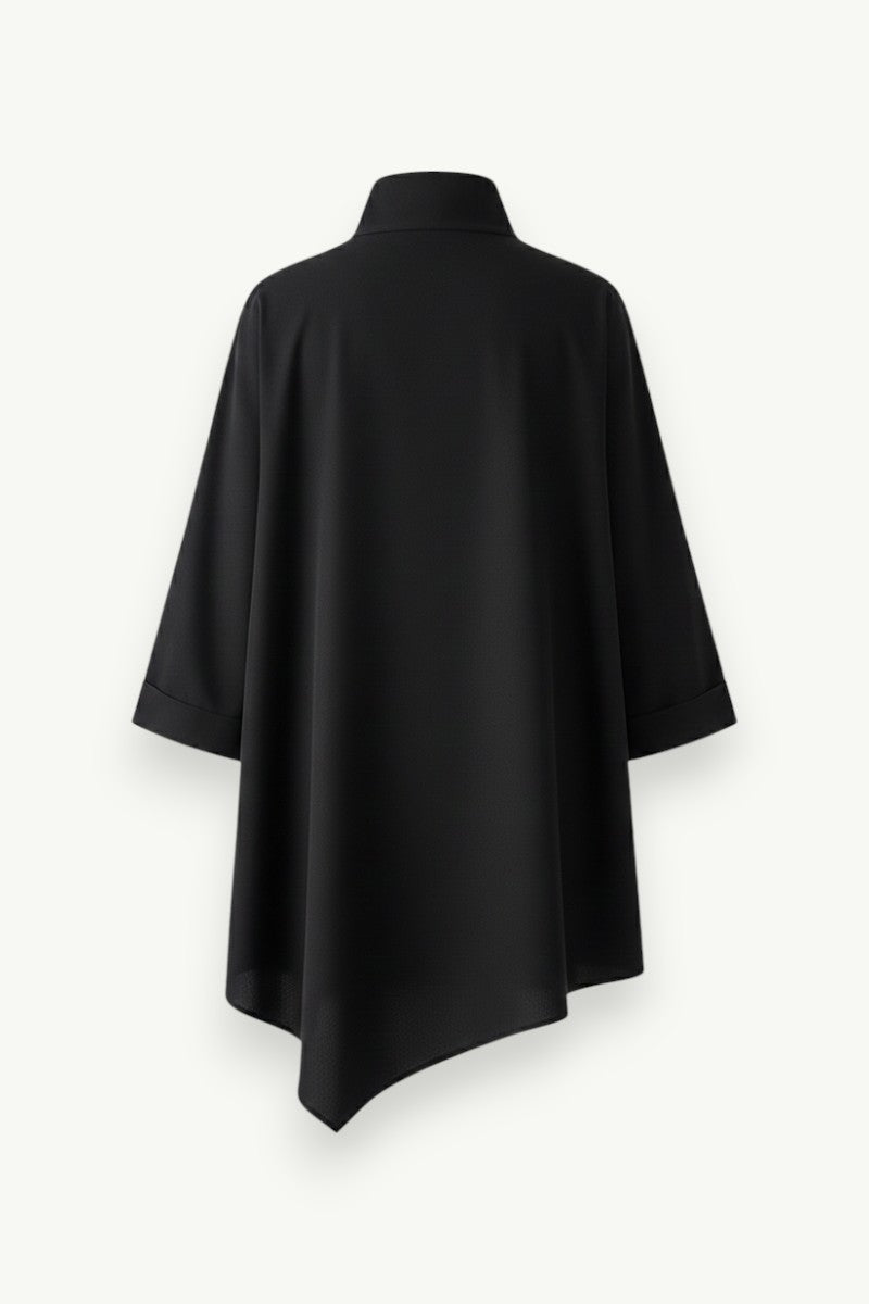 Asymmetric Black Techwear Kimono Tee