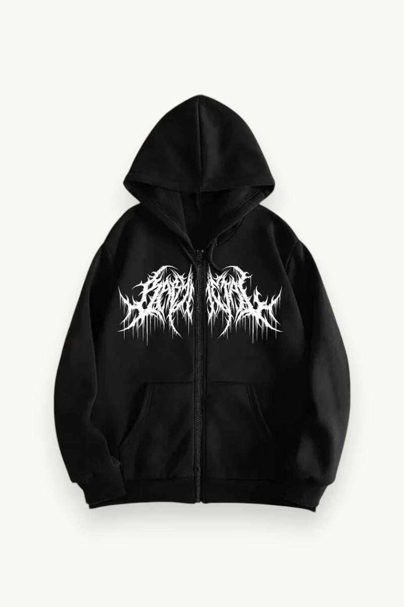 Gothic Y2K Graphic Zip Hoodie