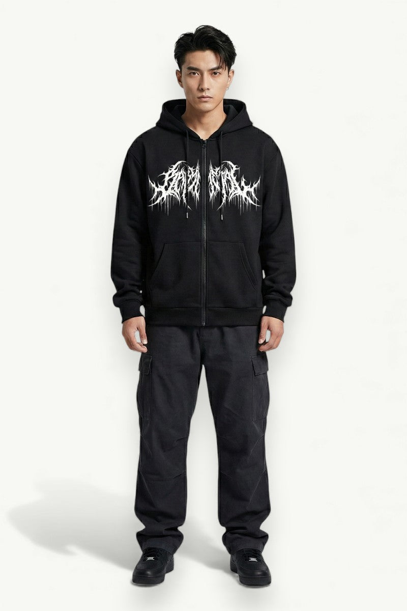 Gothic Y2K Graphic Zip Hoodie