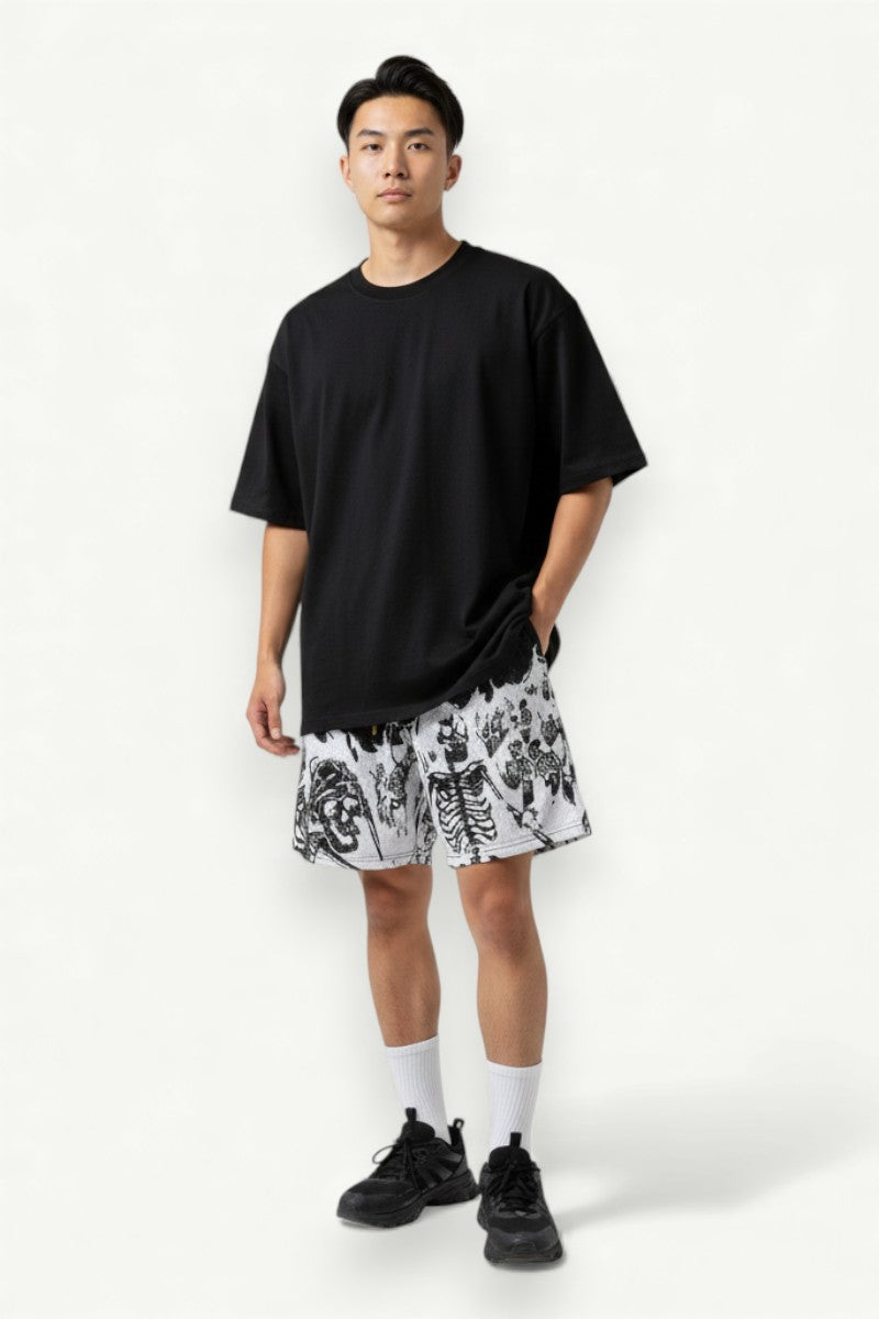 Skull Print Street Fitness Shorts