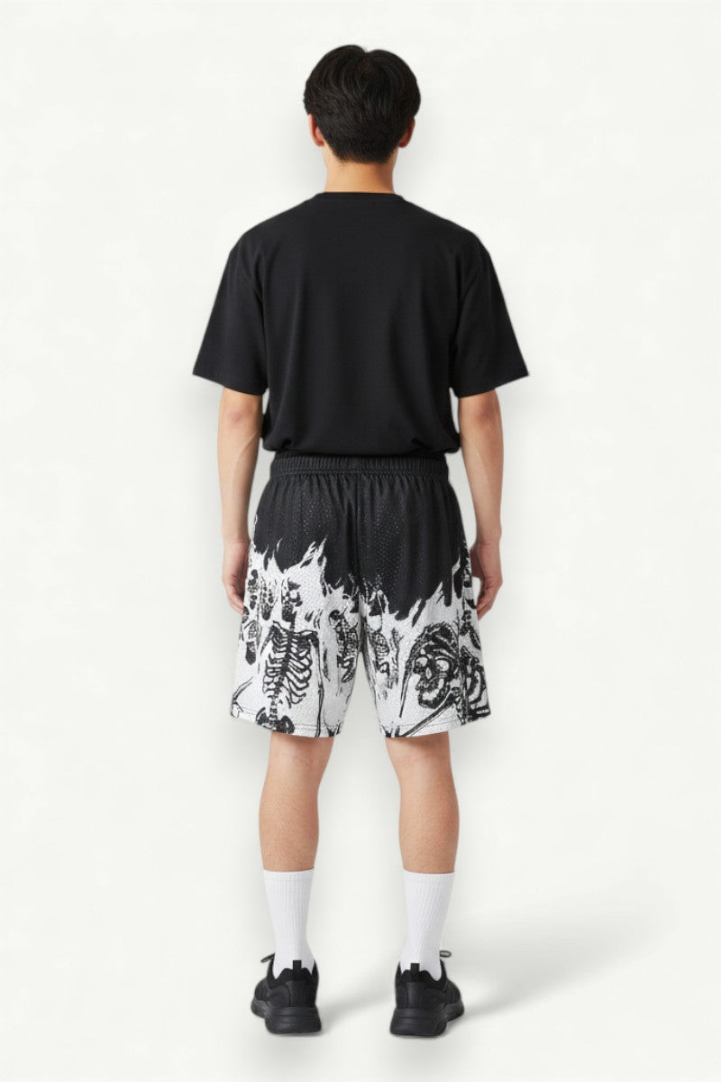 Skull Print Street Fitness Shorts